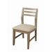 Fabric Upholstered Side Chair with Slatted Back, Set of 2, Beige and Brown
