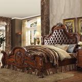 ACME Dresden Queen Bed, PU & Cherry Oak (1Set/3Ctn)