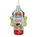 5" Silver and Green Robot Hanging Glass Christmas Ornament