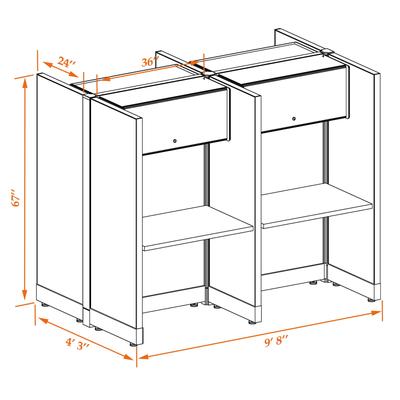 Tall Cubicles 67H 4pack Cluster Unpowered