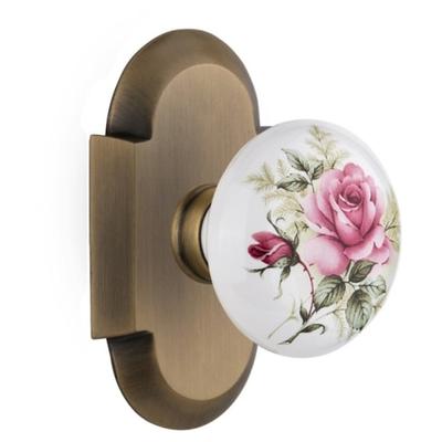 Nostalgic Warehouse Vintage Porcelain Painted Rose Dummy Door Knob Set