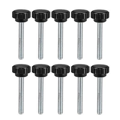 M6x44mm Male Thread Knurled Clamping Knobs Grip Thumb Screw on 10Pcs - Black,Silver Tone