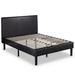 Queen Espresso Faux Leather Platform Bed Frame with Headboard - Pictured