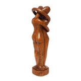 12" Wooden Hand Carved "Everlasting Love" Handmade Abstract Sculpture Statue Handcrafted Art Gift Home Decor Figurine