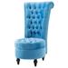 Blue Tufted High Back Plush Velvet Upholstered Accent Low Profile Chair - 25.59" x 22.44" x 45.28"