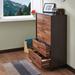 Wooden Chest with 5 Drawers, Walnut & Espresso Brown