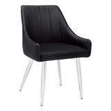 Set of 2 Jet Black Contemporary Leather-Look Dining Chair