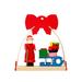 2.5" Beige Red Blue Archway Santa Claus A Sled Graupner Ornament