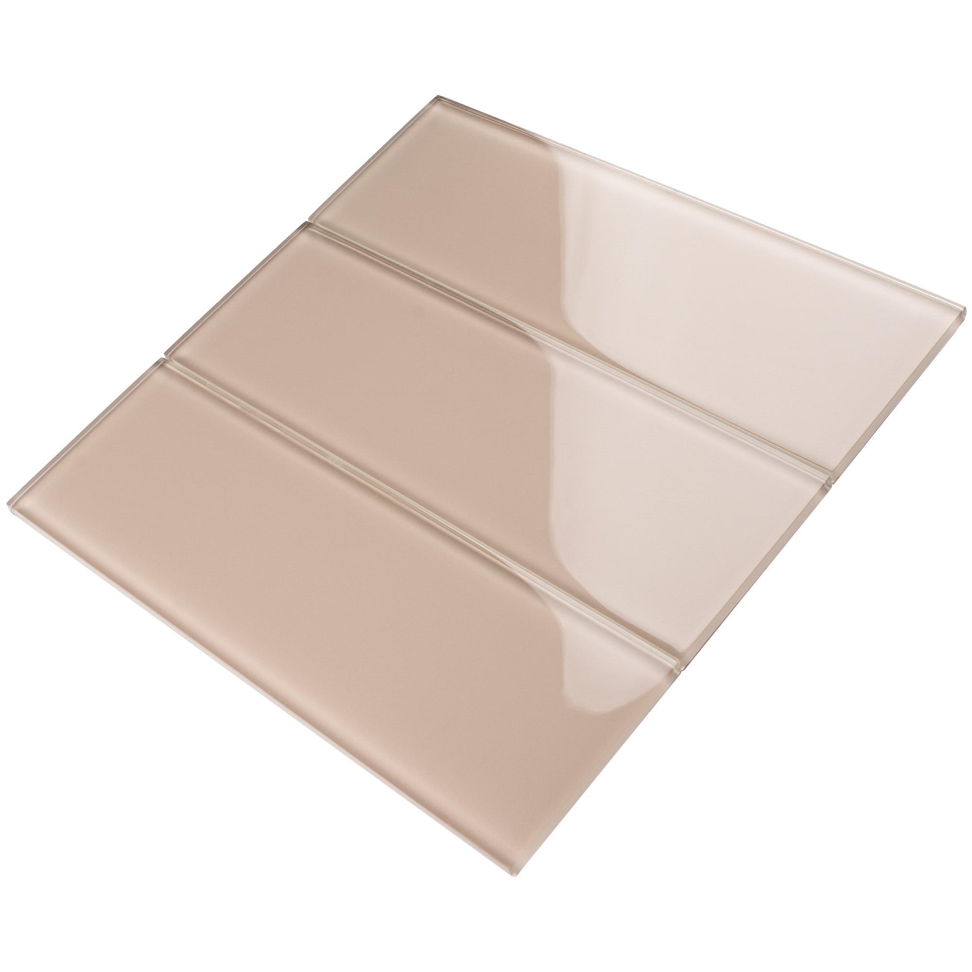 TileGen. 4" x 12" Glass Subway Tile in Beige Wall Tile (30 tiles/10sqft.)