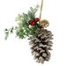 7" Pine Cone Mixed Foliage Red Jingle Bells Berries Christmas Ornament