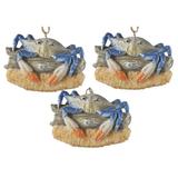 Blue Crab on Driftwood Christmas Holiday Ornaments Set of 3 Midwest CBK