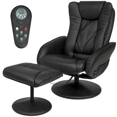 Electric Massage Recliner Chair with Ottoman, Faux Leather