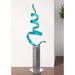 Statements2000 Large Modern Metal Sculpture Abstract Art by Jon Allen - Aqua Twist with Silver Base