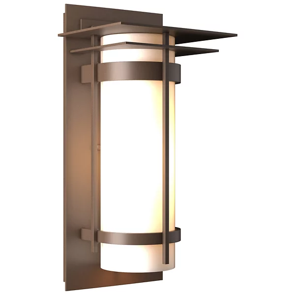 Hubbardton Forge Banded Coastal Outdoor Wall Sconce with Top Plate