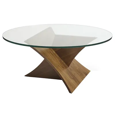 5 Pln 42 00 04 Base, Round Wood Glass Top Coffee Table