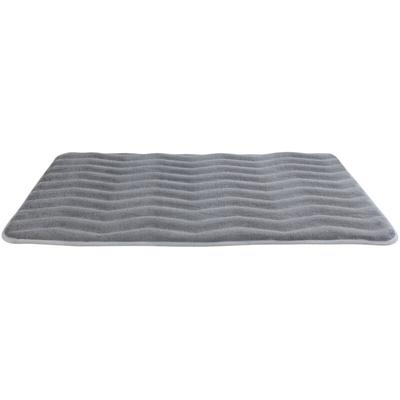 Badteppich Memory Foam Waves Hellgrau, 50 x 80 cm, Grau, Polyester hellgrau, Polyurethan ,