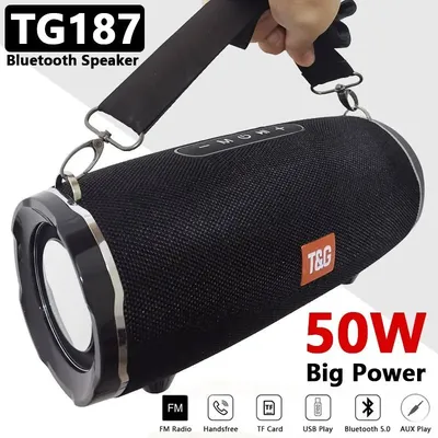 TG187-Enceinte portable 50W caisson de basses étanche haut-parleur Bluetooth puissant centre de