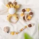 Hochets en bois pour bébé Crochet en peluche girafe Animal clochette musicale sucette à chaîne