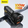 Baseus – chargeur de voiture USB PD 100W Charge rapide 4.0 QC4.0 QC3.0 Type C pour iPhone Xiaomi