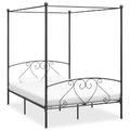 vidaXL Himmelbett-Gestell Grau Metall 160 x 200 cm