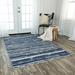 Blue/White 138 x 102 x 0.05 in Area Rug - Rosecliff Heights Alejo Striped Handmade Blue Indoor Area Rug Polyester | Wayfair