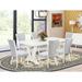 Red Barrel Studio® Contara 7 - Piece Rubberwood Solid Wood Dining Set Wood/Upholstered in Gray/White | 30" H x 72" L x 40" W | Wayfair