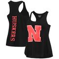 Women's Black Nebraska Huskers Essential 2-Hit Racerback Tank Top