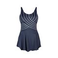 Women's Plus Size Swimsuits One Piece Solid Color Bathing Suits Flared Skirt Swim Dress Vintage Swimwear Navy