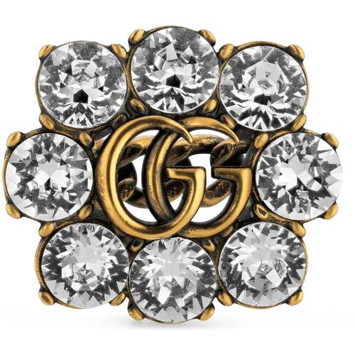 Gucci Ring mit Doppel G und Kristallen