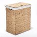 Seville Classics Lidded Foldable Water Hyacinth Portable Rectangular Laundry Hamper Basket with Washable Liner