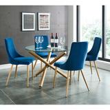 Contemporary 5pc Dining Set with Gold Table