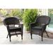 Espresso Wicker Chairs with Cushions (Set of 2)