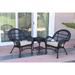 Jeco Santa Maria Black Wicker and Steel 3-piece Chair and End Table Set