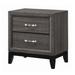 Wooden Nightstand with 2 Drawers and Chamfered legs, Gray and Black
