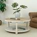 Artissance Pine Wood Coffee Table w/ Shelf, 39In Wide,Antique White - 39"W x 39"L x 18"H