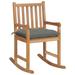 vidaXL Rocking Chair with Gray Cushion Solid Teak Wood