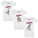 Infant Tiny Turnip White Cleveland Guardians 3-Piece Dinosaur Bodysuit Set