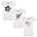 Girls Infant Tiny Turnip White Atlanta Braves 3-Piece Bodysuit Set