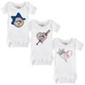 Girls Infant Tiny Turnip White Toronto Blue Jays 3-Piece Bodysuit Set