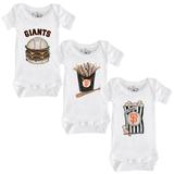 Infant Tiny Turnip White San Francisco Giants 3-Piece Snacks Bodysuit Set