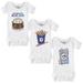 Infant Tiny Turnip White Toronto Blue Jays 3-Piece Snacks Bodysuit Set