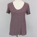 American Eagle Outfitters Tops | Aeo Burgundy Striped Soft & Sexy V-Neck T-Shirt | Color: Red/White | Size: Xs