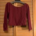 American Eagle Outfitters Tops | Burgundy Lace Back Crop Top-Size Large | Color: Purple/Red | Size: L