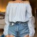 Brandy Melville Tops | Brandy Melville Off The Shoulder Striped Top | Color: Blue/White | Size: S