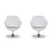Caisson White and Polished Chrome Faux Leather Swivel Accent Chair (Set of 2) - Manhattan Comfort 2-AC028-WH