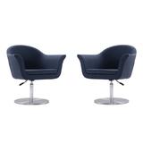 Voyager Smokey Blue and Brushed Metal Woven Swivel Adjustable Accent Chair (Set of 2) - Manhattan Comfort 2-AC051-SM