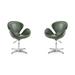 Raspberry Forest Green and Polished Chrome Faux Leather Adjustable Swivel Chair (Set of 2) - Manhattan Comfort 2-AC038-FG