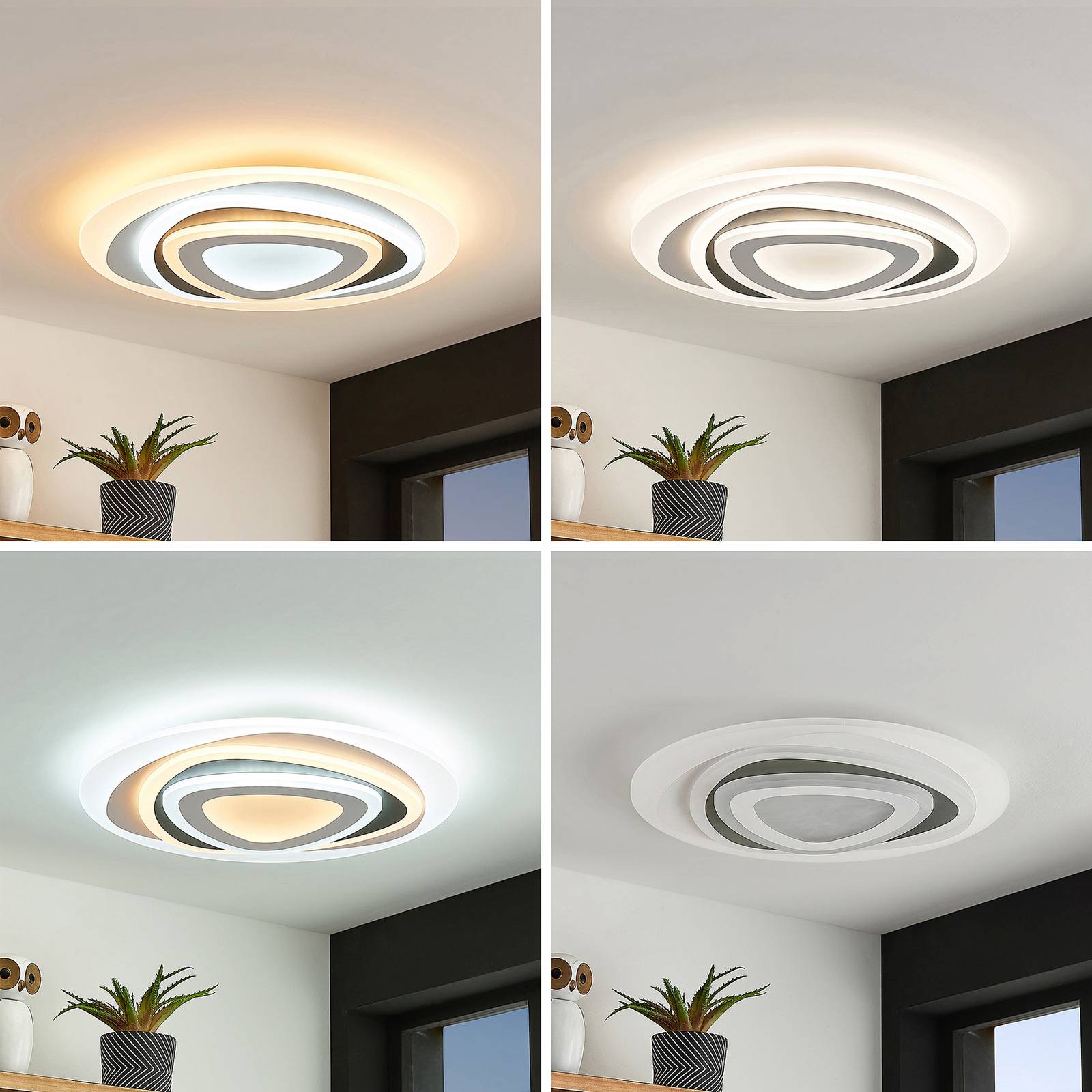 LED Deckenlampe Rebeka Lindby, dimmbar, weiß / opal, für Wohn- / Esszimmer, Metall, Modern, LED Deckenleuchte