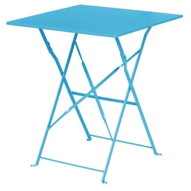 Bolero Stahltisch Perth quadratisch in azurblau im Gehwegstil 600x600x710mm Image