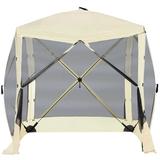 Outsunny Screen Camping Outdoor 7 Ft. W x 7 Ft. D Fiberglass Pop-up Gazebo Plastic/Soft-top in Brown | 85.2 H x 85.2 W x 82.8 D in | Wayfair